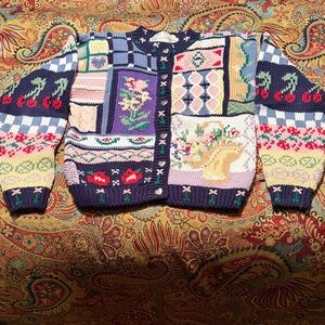 Gloria Vanderbilt Multicolor Patchwork Men's Cardigan